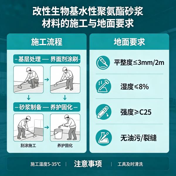 改性生物基水性聚氨酯砂浆地坪施工技术与混凝土基面要求